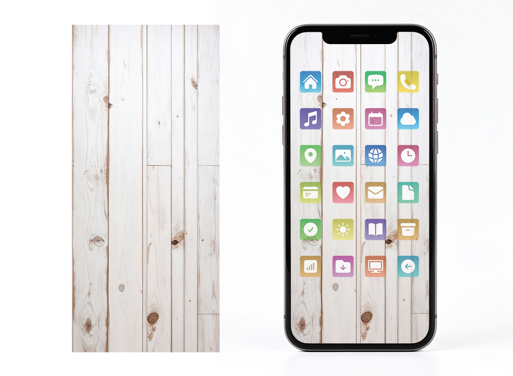 ヴィンテージホワイトウッド壁紙|温かみのある木目スマホ壁紙