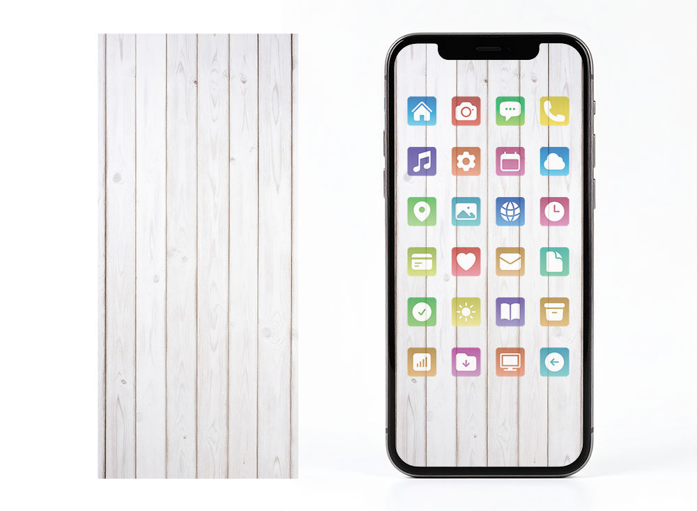 シャビー風ホワイトウッド壁紙|スマホ用ナチュラルデザイン