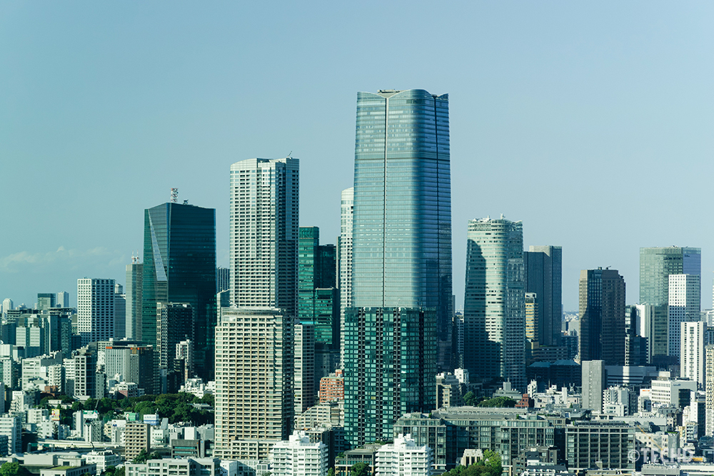 麻布台ヒルズを中心とした都心の高層ビル群。最新の東京のランドマークが一望できます。