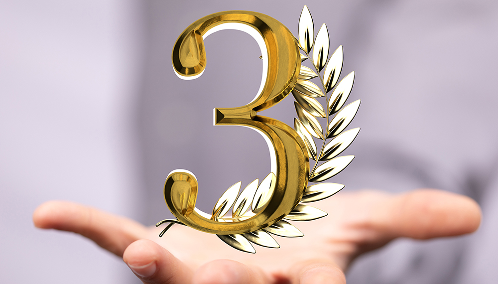 ブランドの価値を高めるための3つのステップを象徴するアイコン。統一感や一貫性を持ってポートフォリオを構築する重要性を表現。